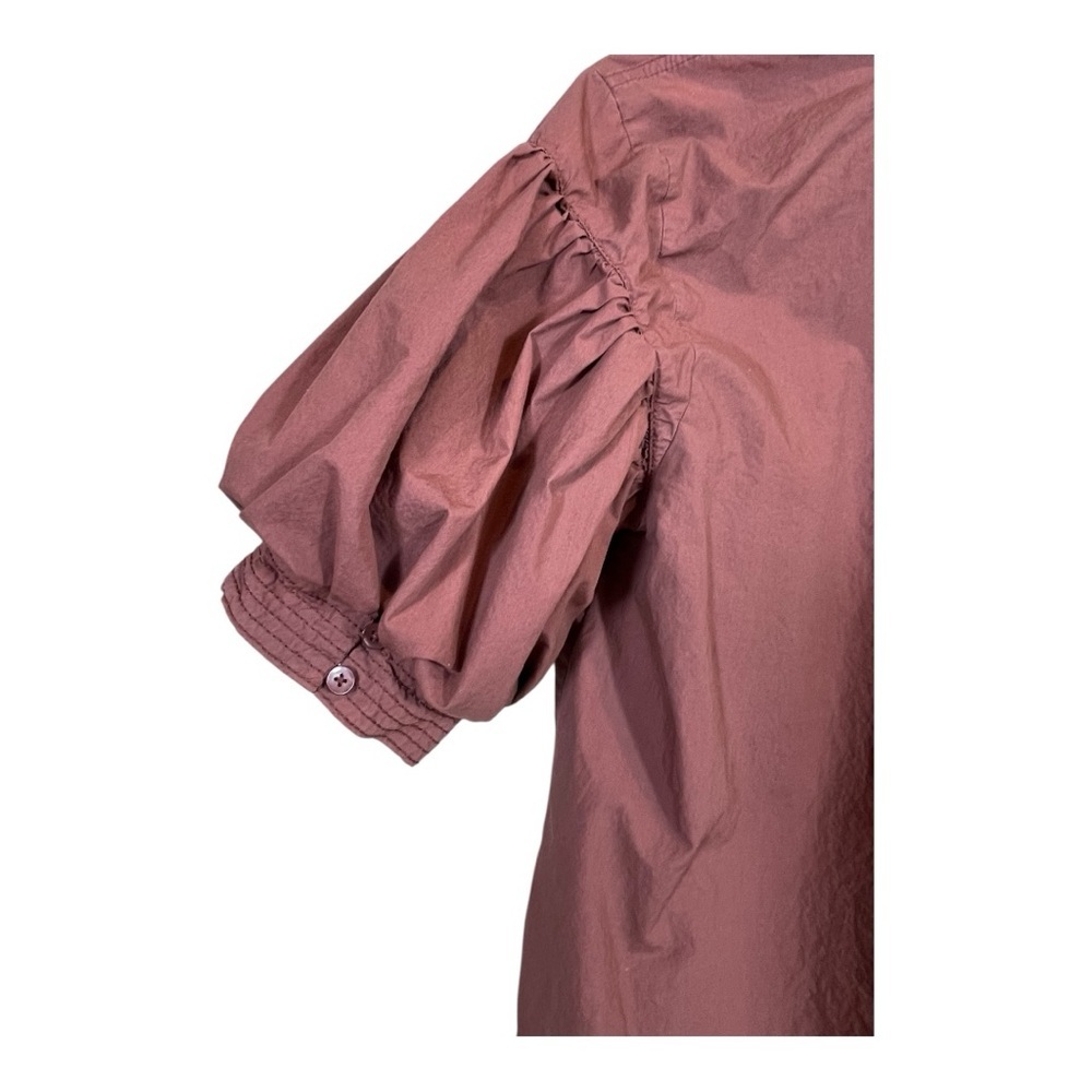 Chico’s 100% Cotton Blouse Puff Sleeve Top Brown Size 0 US 4 - Picture 5 of 8